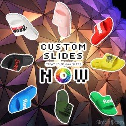 Low MOQ Rubber Embossed PU Slides, Custom Fashion Sandals