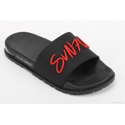Low MOQ Rubber Embossed PU Slides, Custom Fashion Sandals